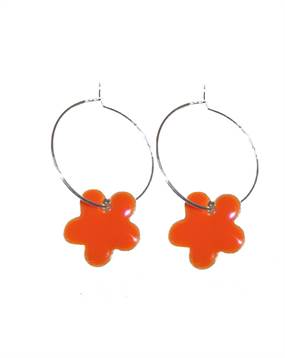 Køb øreringe med orange blomster online
